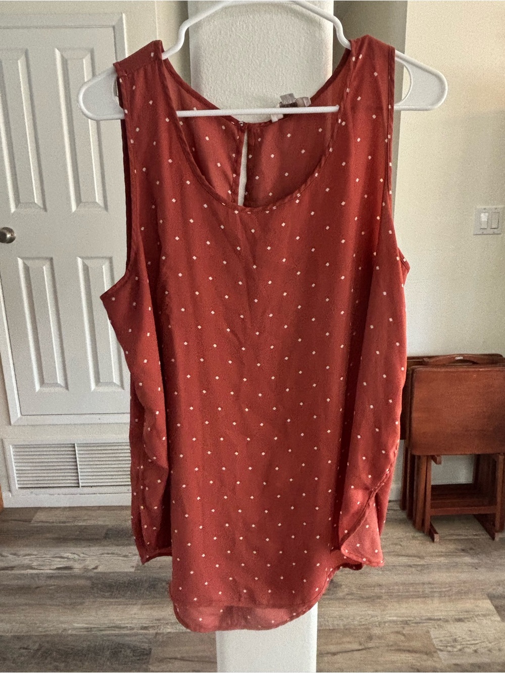 LOFT Rust Red Polka Dot Sleeveless Tank